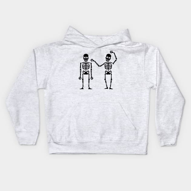 funny black skeleton drawing Kids Hoodie by Hispaniola-Fineart